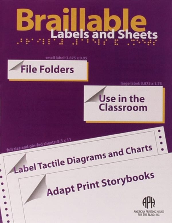 Braillable Labels, Full-Size Label Sheets: 8.5 x 11 Inches, 15 Sheets