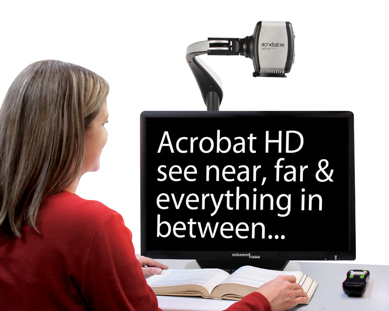 Reading a book with Acrobat HD ultra Electronic Magnifier