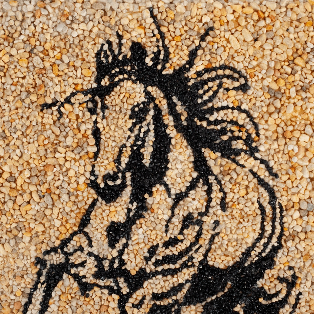 A tile mosiac of a wil horse