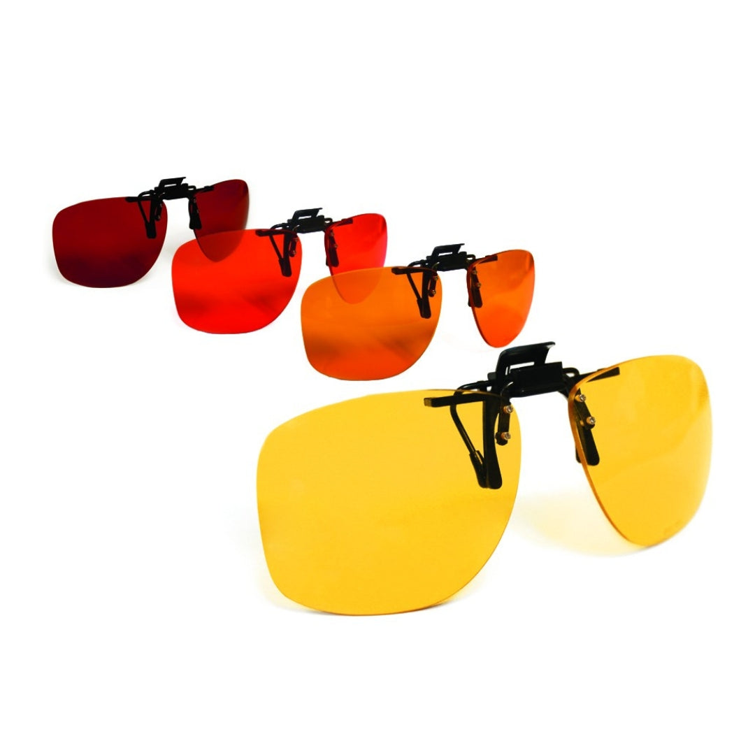 A series of different coloured glare filters
