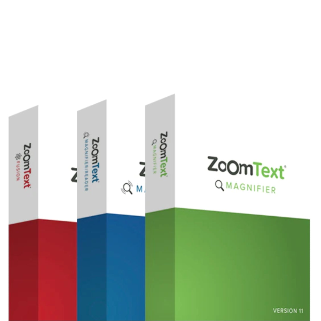 Software boxes for Zoomtext Screen Magnifier sits against a white backdrop