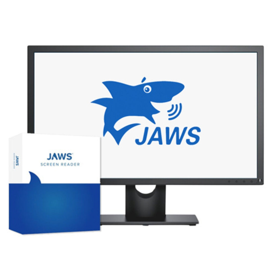 JAWS Screen Reader box alongside a computer monitor