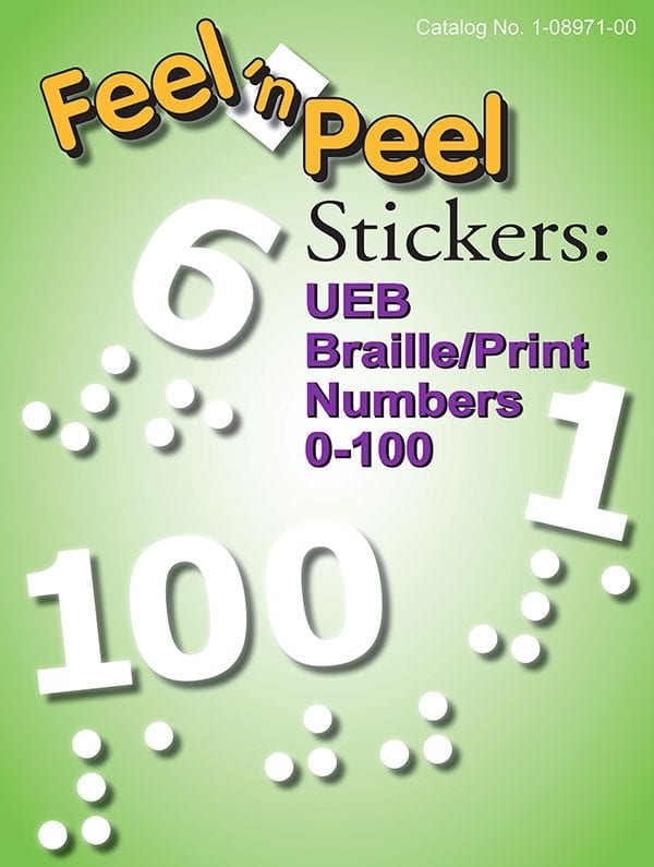 Feel 'n Peel Stickers: UEB Braille/Print Numbers 0-100
