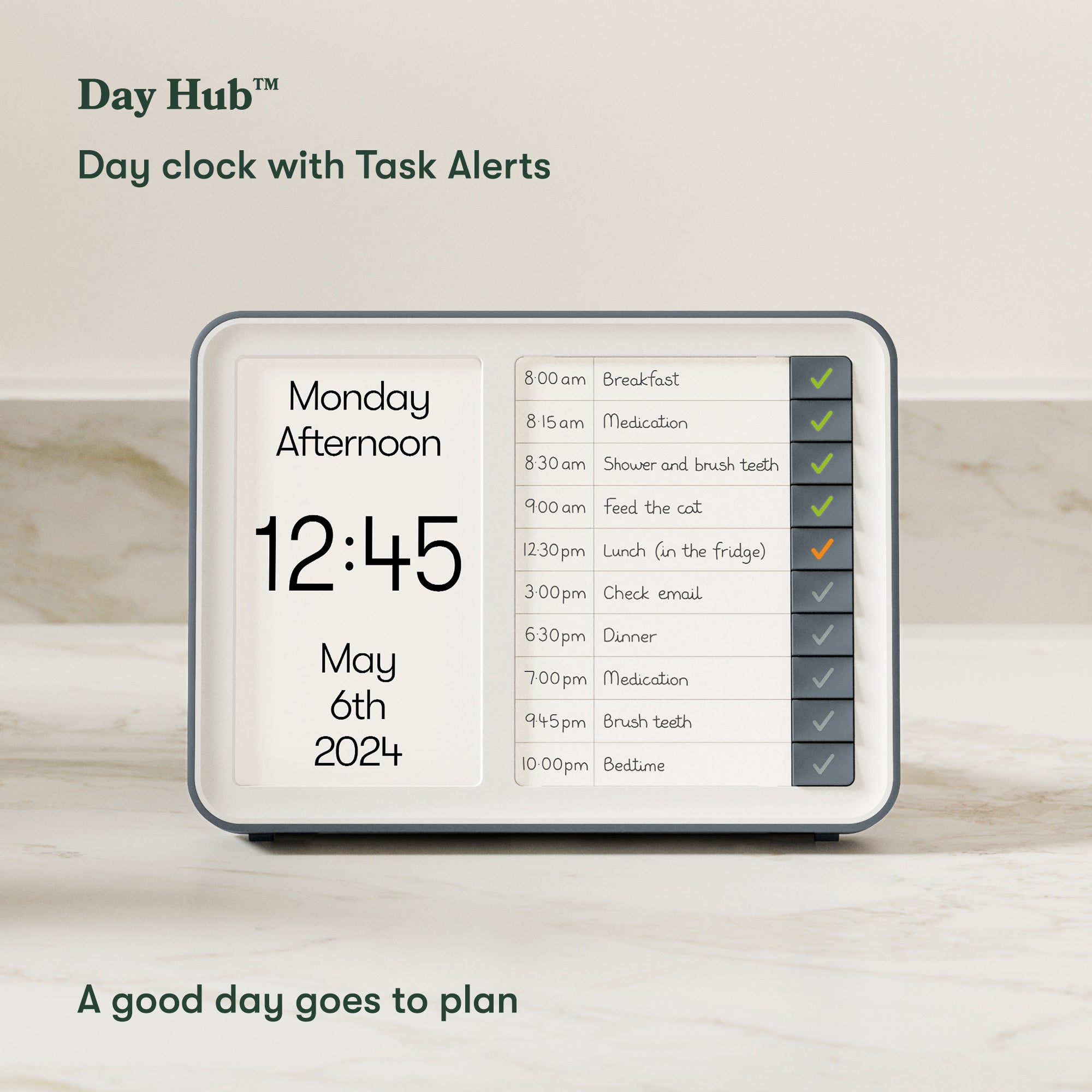 Day Hub Dementia Reminder Clock With Task Alerts Canadian Assistive Day hub dementia reminder clock with task alerts canadian assistive