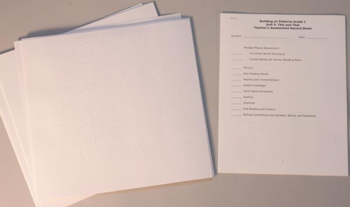 Building on Patterns: Primary Braille Literacy Program: First Grade: Unit 5 Assessment Check-up Forms