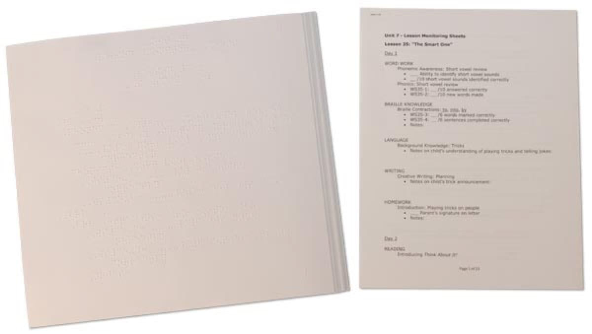 Building on Patterns: Primary Braille Literacy Program: First Grade: Unit 7 Lesson Monitoring Sheets