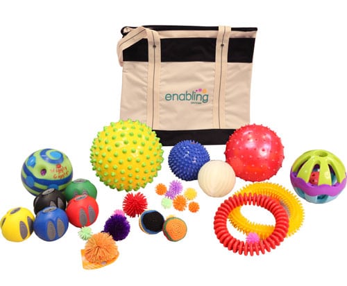Set of soft textured therapy balls in assorted sizes