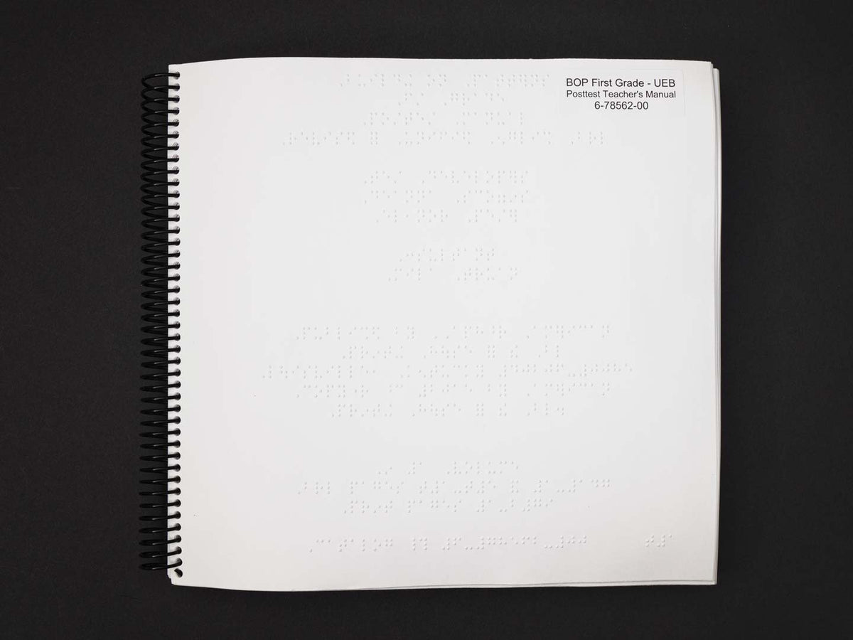 Building on Patterns: Primary Braille Literacy Program: First Grade Posttest Teacher's Manual