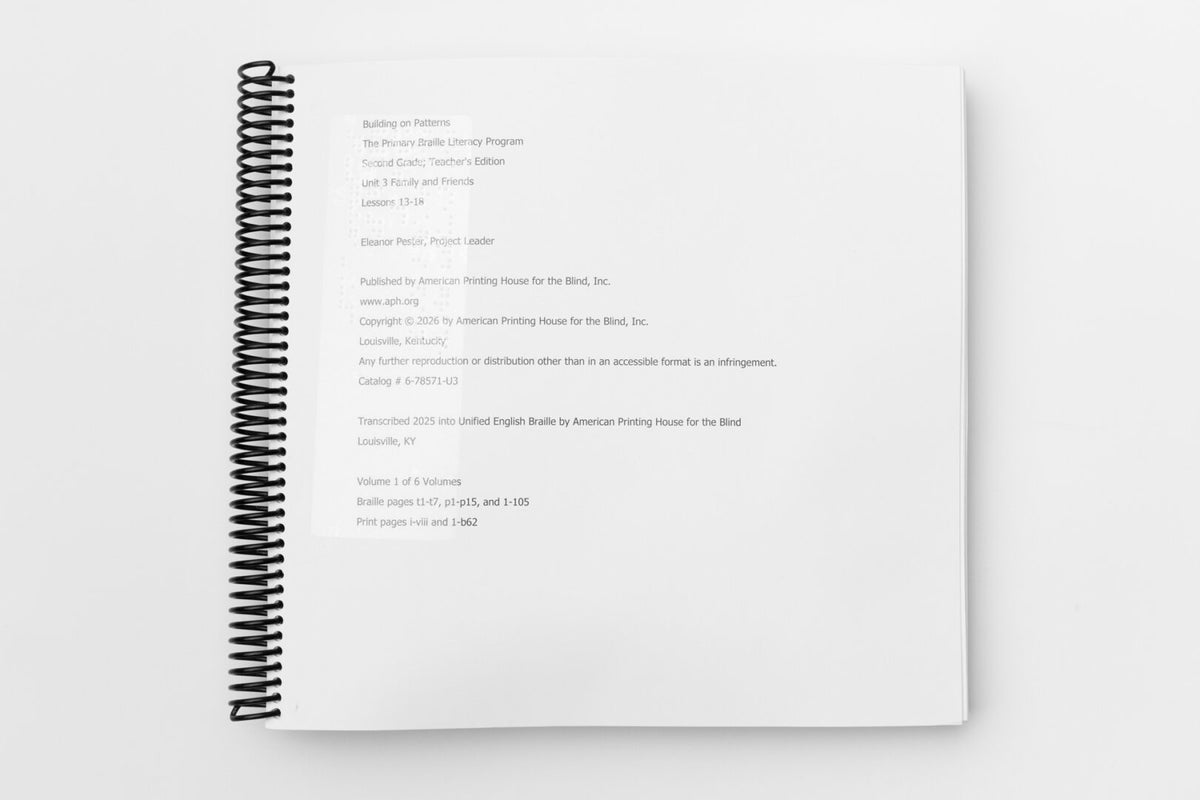 Building on Patterns: Primary Braille Literacy Program: Second Grade: Unit 3 Teacher's Edition, Braille