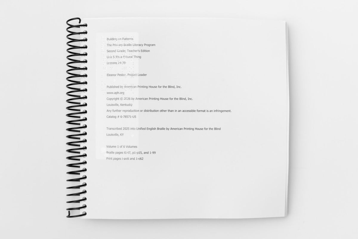 Building on Patterns: Primary Braille Literacy Program: Second Grade: Unit 5 Teacher's Edition, Braille