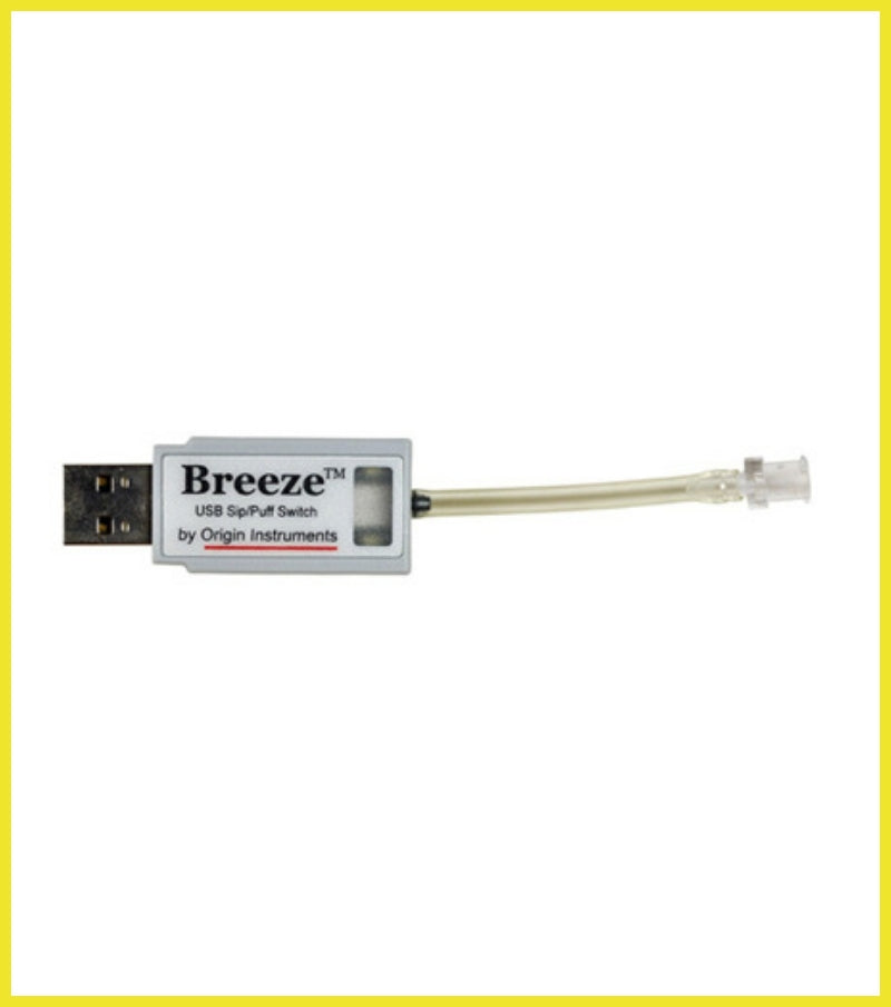 Breeze USB SipPuff Switch by Origin Instruments on a white background