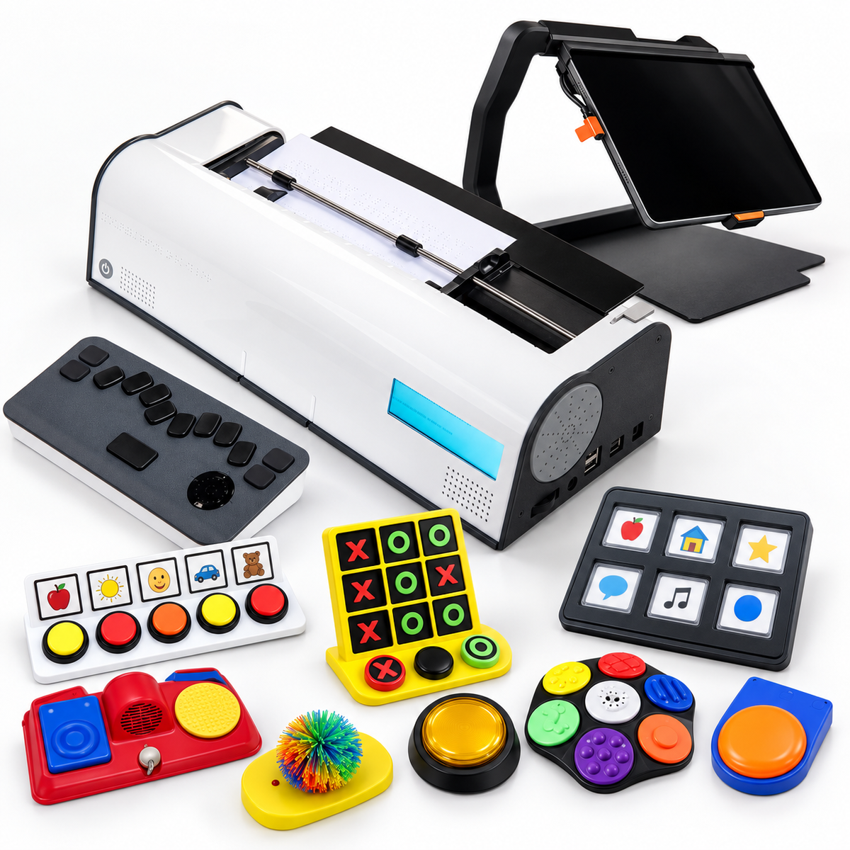 Accessible education products including braille learning tools, classroom communication devices, and low vision technology.