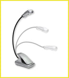 Chrome desk lamp with flexible neck on a white background