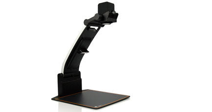 Black adjustable stand on a white background