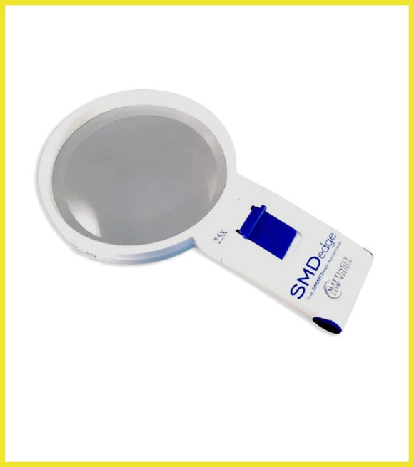 Optical Magnifier with a blue handle and 'SMD' branding on a white background