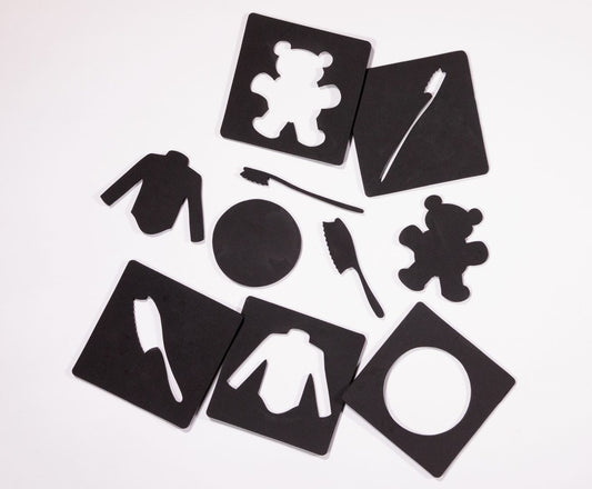 Light Box: Level 2: Stencil-Blanks, Set D-Black Hairbrush, etc.