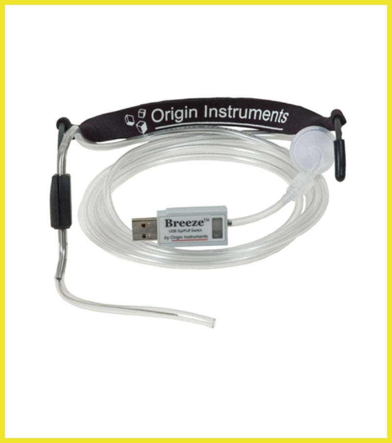Origin Instruments Breeze device with clear tubing on a white background