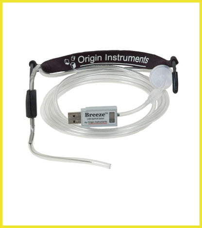 Origin Instruments Breeze device with clear tubing on a white background