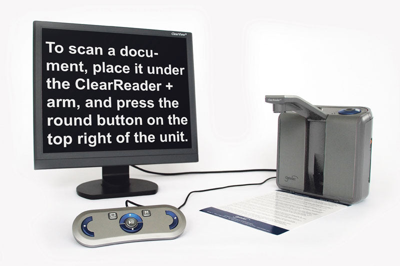 Image of a ClearReader+ connected to a monitor