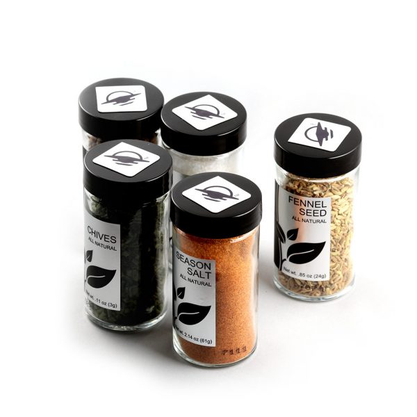 WayAround tags on a variety of spice bottles