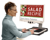 Woman using Merlin Ultra to view recipes